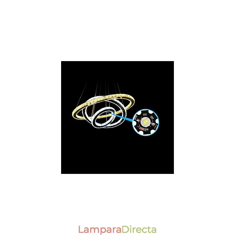 Lámparas de araña circulares regulables con cristal K9, blanco cálido y frío, con control remoto.