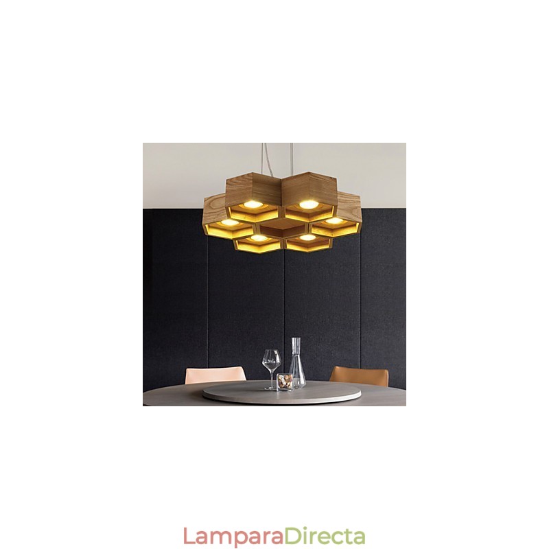 Lámparas colgantes de madera rústica de bambú