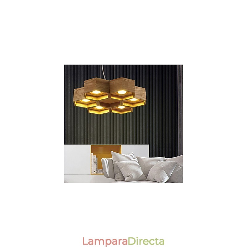 Lámparas colgantes de madera rústica de bambú