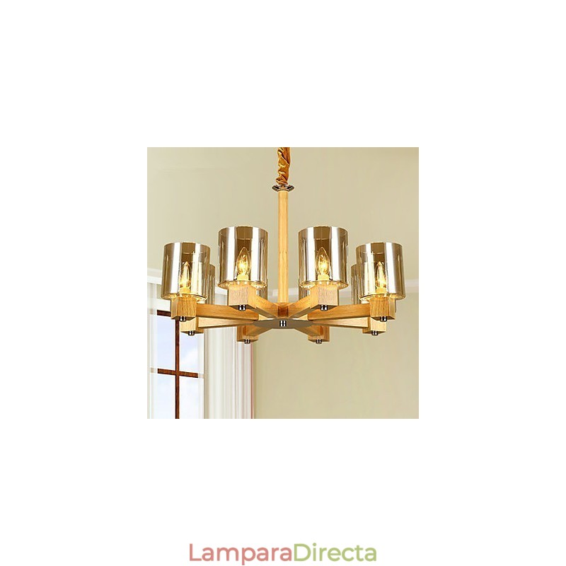 Lámparas colgantes de madera rústica de bambú