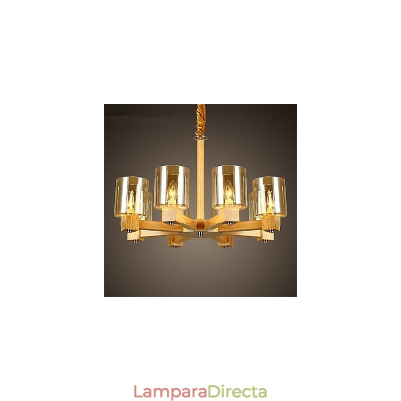 Lámparas colgantes de madera rústica de bambú