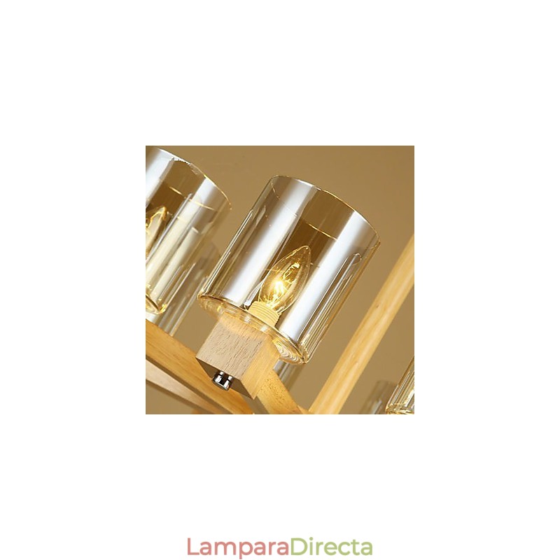Lámparas colgantes de madera rústica de bambú