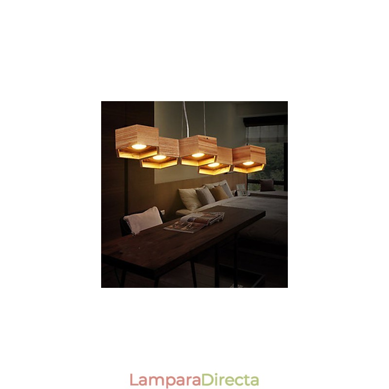 Lámparas colgantes de madera rústica de bambú