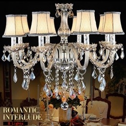 Gran candelabro de cristal de 8 brazos, lámpara de cristal de lujo, lámpara de cristal de moda.