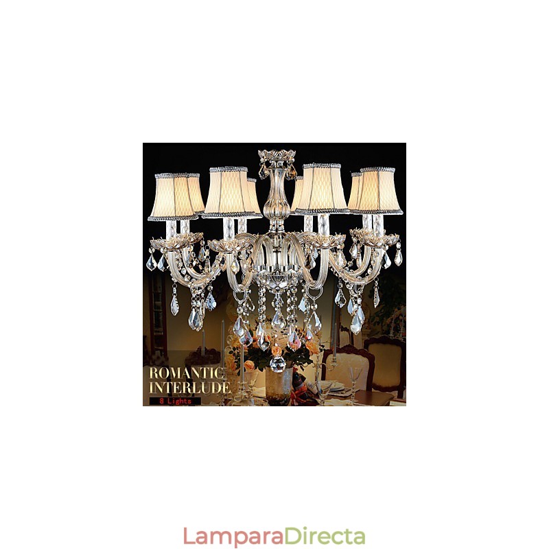Gran candelabro de cristal de 8 brazos, lámpara de cristal de lujo, lámpara de cristal de moda.