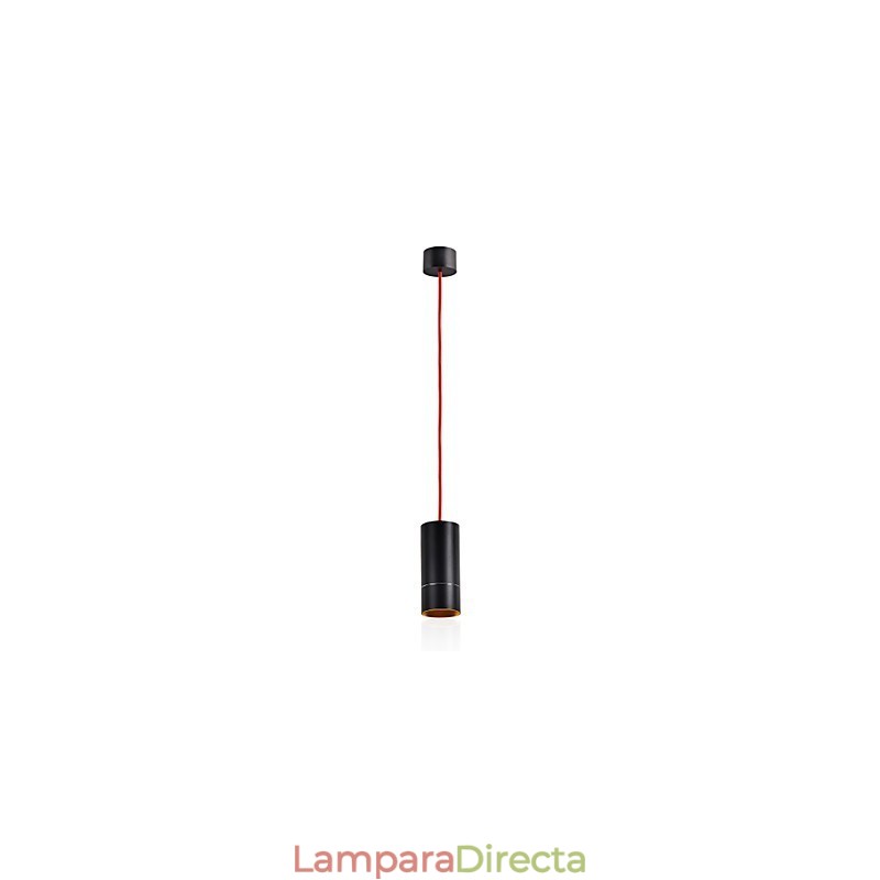 Lámpara colgante mini de 1 luz anodizada negra con aluminio