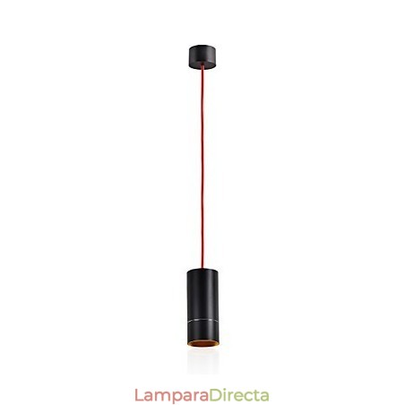 Lámpara colgante mini de 1 luz anodizada negra con aluminio Lámpara colgante mini de 1 luz anodizada negra con aluminio