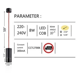 Lámpara colgante mini de 1 luz anodizada negra con aluminio