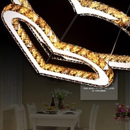 Lámpara de araña colgante de cristal K9 transparente o ámbar con forma de corazón doble, lámparas de techo