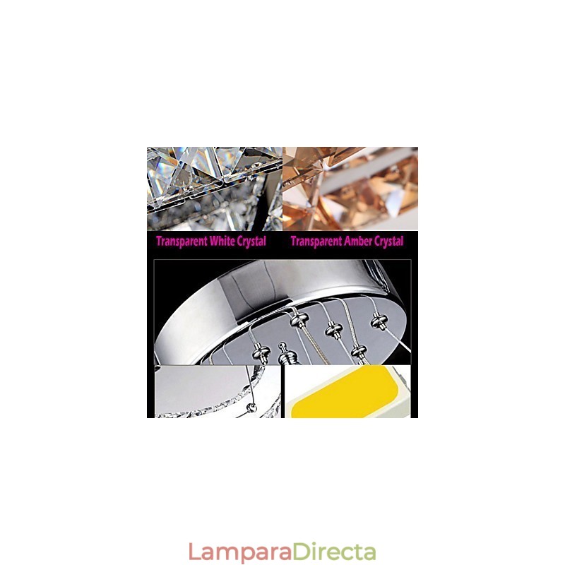 Lámpara de araña colgante de cristal K9 transparente o ámbar con forma de corazón doble, lámparas de techo