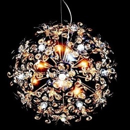 Lámpara colgante moderna contemporánea de cristal cromado