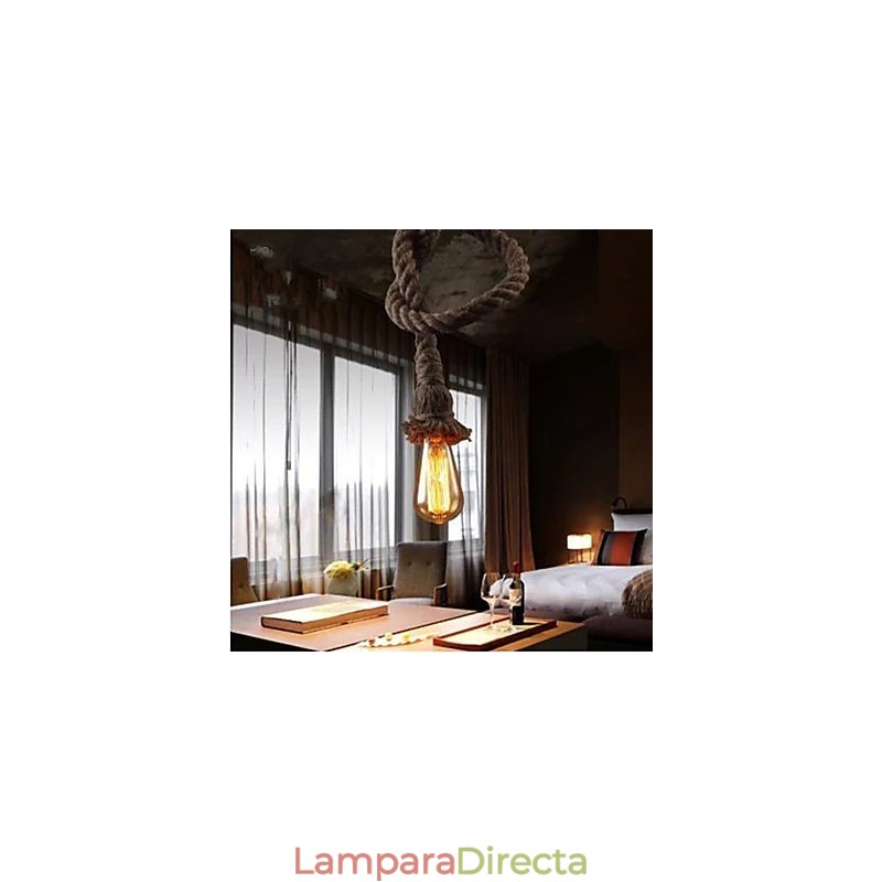 Lámpara de araña creativa de cuerda de cáñamo