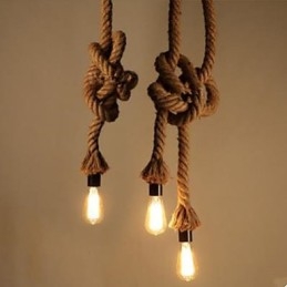 Lámpara de araña creativa de cuerda de cáñamo