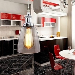 Lámpara colgante Edison de estilo industrial retro vintage de vidrio cromado moderno para cafetería o porche