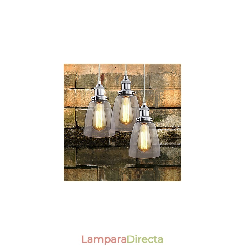 Lámpara colgante Edison de estilo industrial retro vintage de vidrio cromado moderno para cafetería o porche