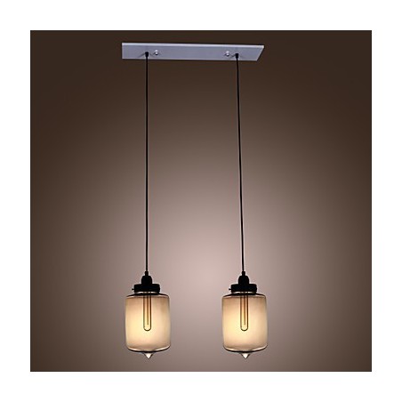 Lámpara colgante moderna de cristal con dos luces y diseño de botella transparente Lámpara colgante moderna de cristal con dos luces y diseño de botella transparente