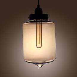 Lámpara colgante moderna de cristal con dos luces y diseño de botella transparente