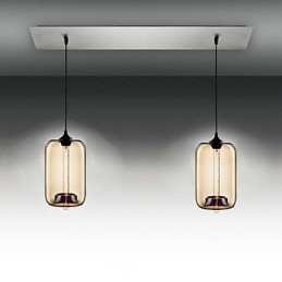 Lámpara colgante moderna de cristal transparente con 2 luces y diseño de burbujas