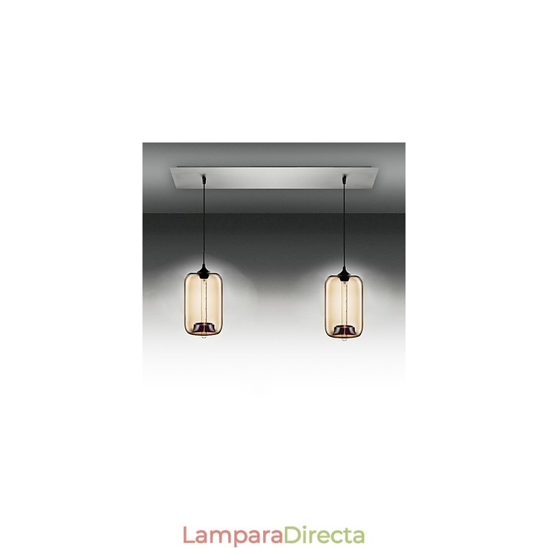 Lámpara colgante moderna de cristal transparente con 2 luces y diseño de burbujas