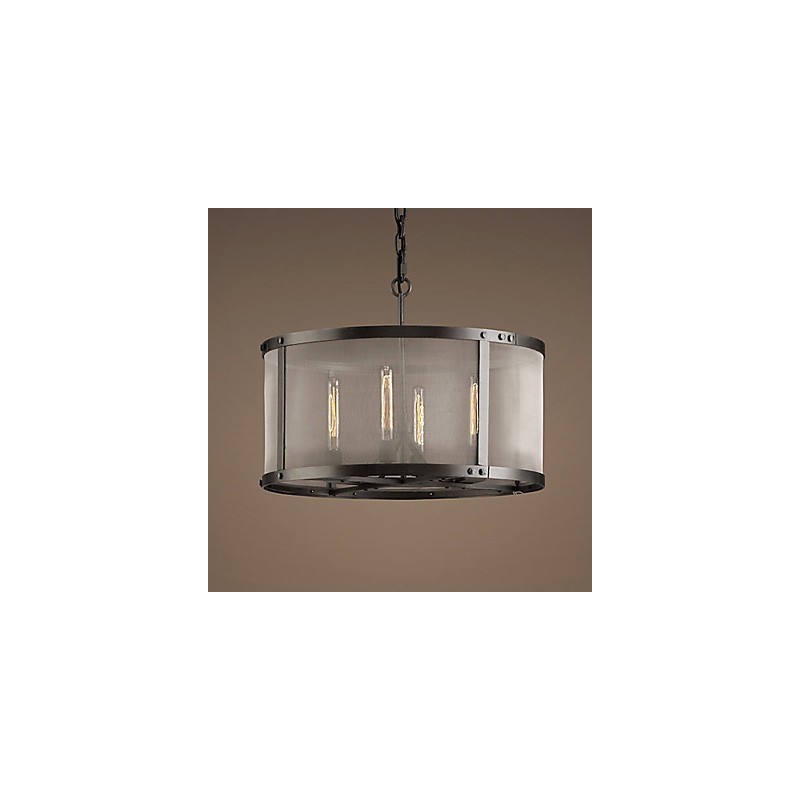 Lámpara colgante de 4 luces con pantalla transparente