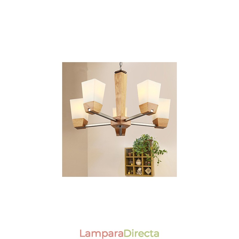 Lámparas colgantes de madera rústica de bambú
