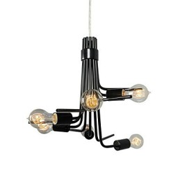 Lámpara colgante moderna de estilo norteamericano de 6 luces en color negro