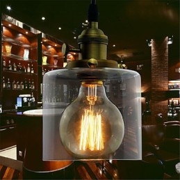 Lámpara colgante de vidrio, latón, estilo retro, vintage, industrial, para cafetería o garaje.