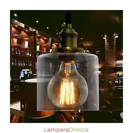 Lámpara colgante de vidrio, latón, estilo retro, vintage, industrial, para cafetería o garaje. Lámpara colgante de vidrio, latón, estilo retro, vintage, industrial, para cafetería o garaje.