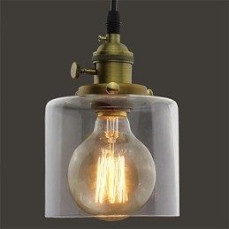 Lámpara colgante de vidrio, latón, estilo retro, vintage, industrial, para cafetería o garaje.