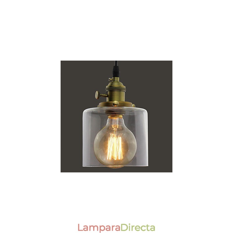 Lámpara colgante de vidrio, latón, estilo retro, vintage, industrial, para cafetería o garaje.