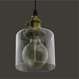 Lámpara colgante de vidrio, latón, estilo retro, vintage, industrial, para cafetería o garaje.
