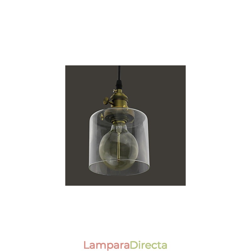 Lámpara colgante de vidrio, latón, estilo retro, vintage, industrial, para cafetería o garaje.