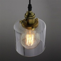 Lámpara colgante de vidrio, latón, estilo retro, vintage, industrial, para cafetería o garaje.
