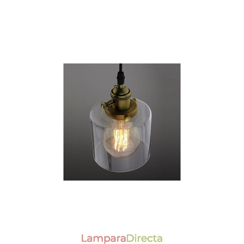 Lámpara colgante de vidrio, latón, estilo retro, vintage, industrial, para cafetería o garaje.