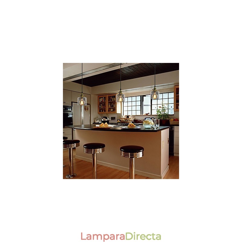 Lámpara colgante de vidrio, latón, estilo retro, vintage, industrial, para cafetería o garaje.
