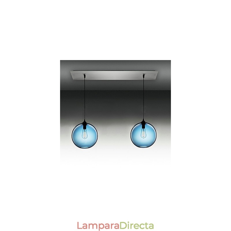 Lámpara colgante moderna de cristal de 2 luces con diseño de burbujas redondas azules