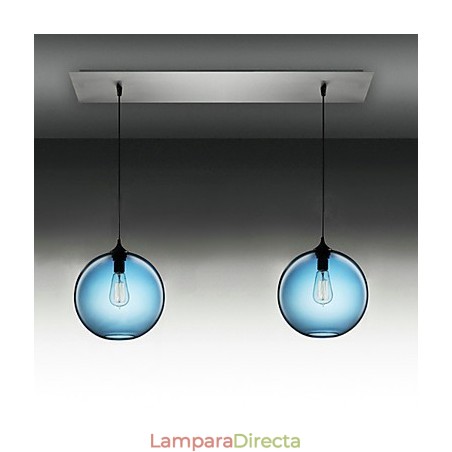 Lámpara colgante moderna de cristal de 2 luces con diseño de burbujas redondas azules Lámpara colgante moderna de cristal de 2 luces con diseño de burbujas redondas azules