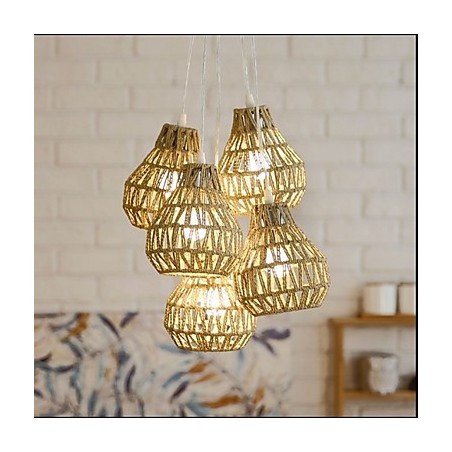 Lámpara de araña de 5 luces con diseño retro creativo de cuerda de jaula Lámpara de araña de 5 luces con diseño retro creativo de cuerda de jaula