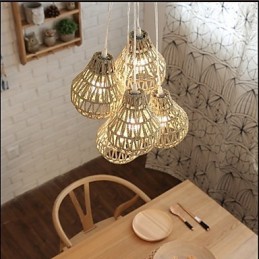 Lámpara de araña de 5 luces con diseño retro creativo de cuerda de jaula