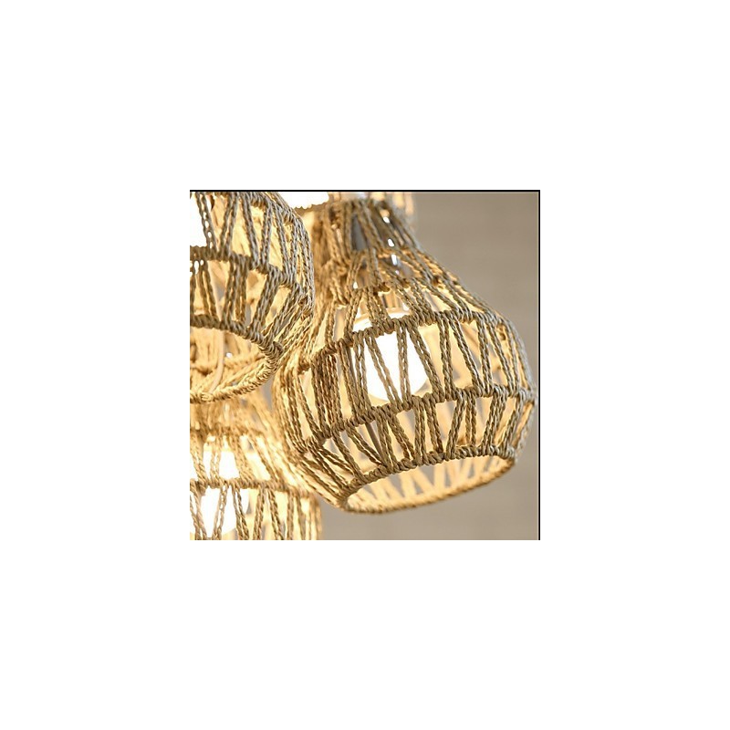 Lámpara de araña de 5 luces con diseño retro creativo de cuerda de jaula