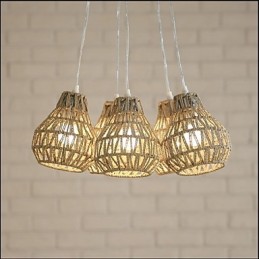 Lámpara de araña de 5 luces con diseño retro creativo de cuerda de jaula