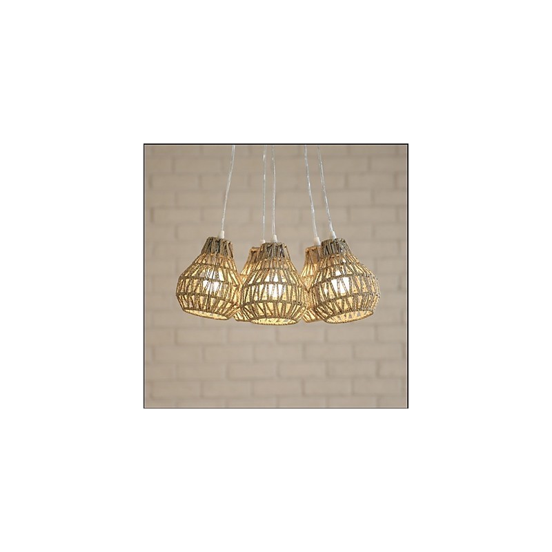 Lámpara de araña de 5 luces con diseño retro creativo de cuerda de jaula