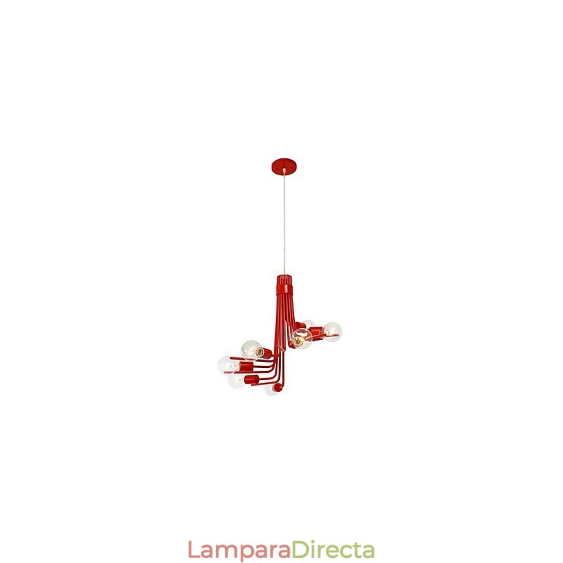 Lámpara colgante moderna de estilo norteamericano de 8 luces en color rojo