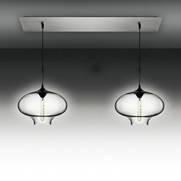 Lámpara colgante moderna de cristal de 2 luces con diseño de burbujas negras