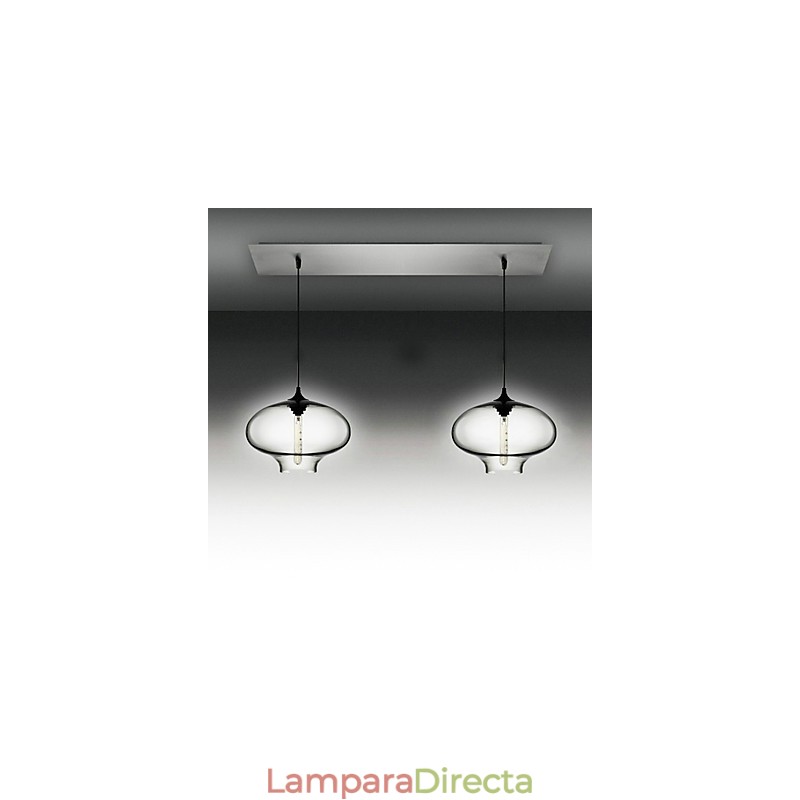 Lámpara colgante moderna de cristal de 2 luces con diseño de burbujas negras