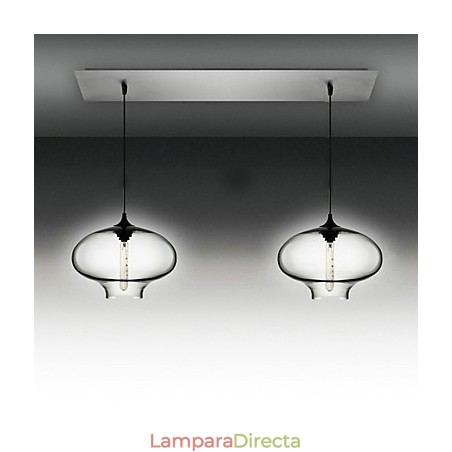 Lámpara colgante moderna de cristal de 2 luces con diseño de burbujas negras Lámpara colgante moderna de cristal de 2 luces con diseño de burbujas negras