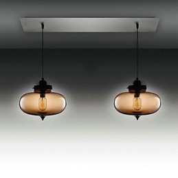 Lámpara colgante moderna de cristal transparente con 2 luces y diseño de burbujas
