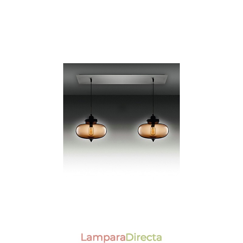 Lámpara colgante moderna de cristal transparente con 2 luces y diseño de burbujas