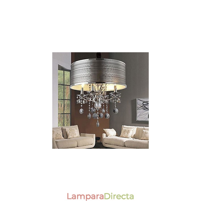 Lámpara colgante de metal y cristal moderna y contemporánea