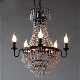 Lámpara de cristal con forma de vela retro estilo country americano